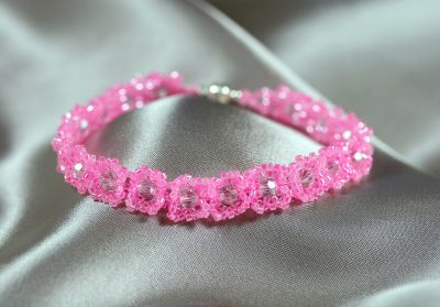 Pink & Pink Crystal Bracelet 1