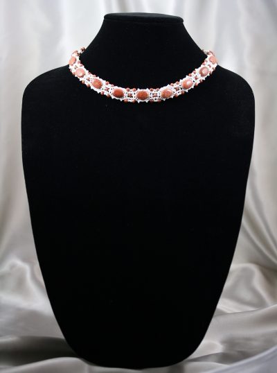 Goldstone and Cream Pearl Necklace 3