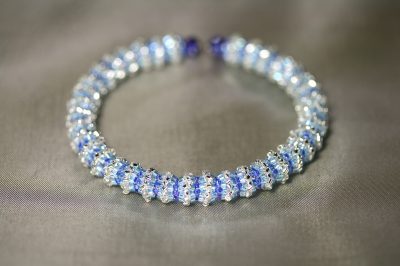 “Engage” Silvery-Blue Memory Wire Bracelet 1