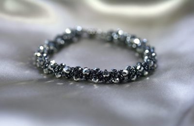 Graphite & Silver Crystal Bracelet 1