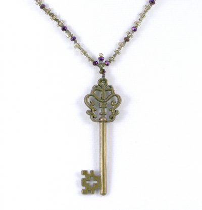 Champagne & Purple Key Necklace 2