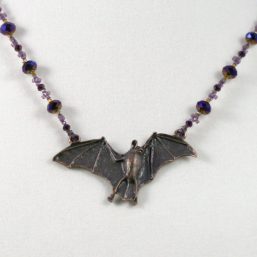 Purple-Gold Crystal Bat Necklace 2