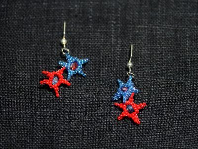 Patriotic Red & Blue Stars with Crystals