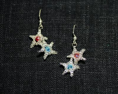 Patriotic Silver Stars with Crystals