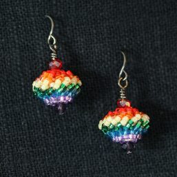 Beaded Bead Earrings – Rainbow