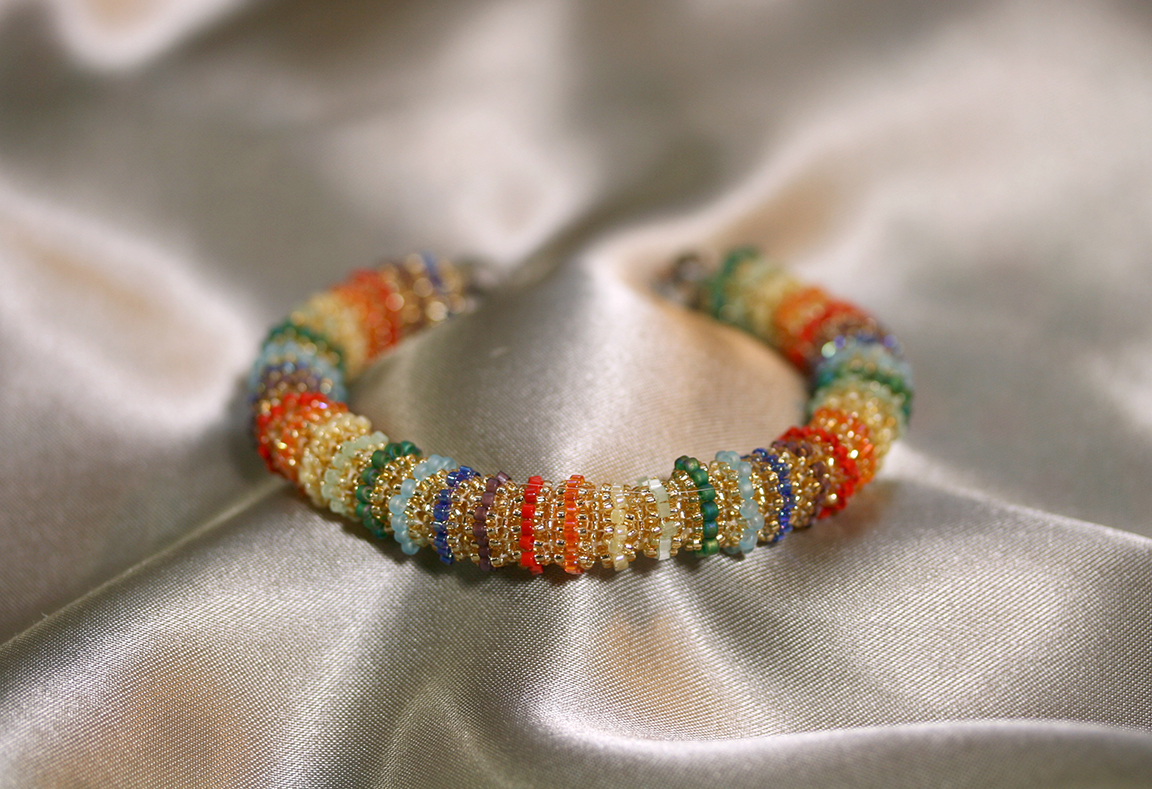 Rainbow Memory Wire Bracelet