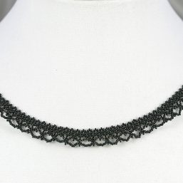 Black Lace Bead Woven Necklace