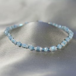 Bugle & Crystal Bracelet -Light Blue