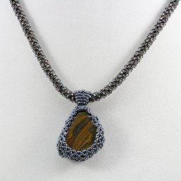 Wrapped Iron/Agate Stone Necklace