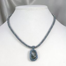 Wrapped Agate Gray & Teal Necklace
