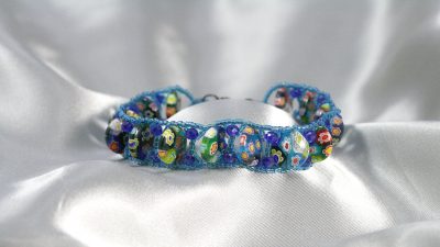 Blue Millefiori Coin Bracelet