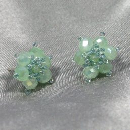 Green Crystal Flower Earrings