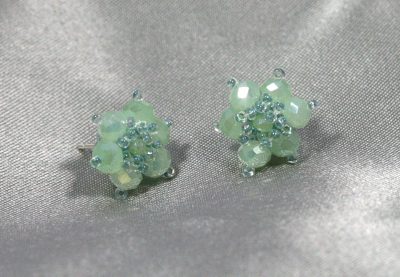 Green Crystal Flower Earrings