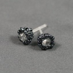 Graphite Silver Metal-less Stud Earring