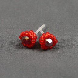 Red Metal-less Stud Earring