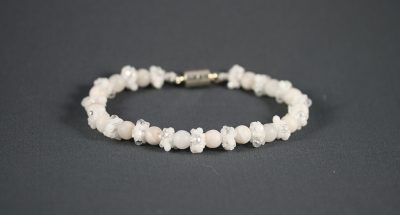 White Lace Agate & Crystal Bracelet