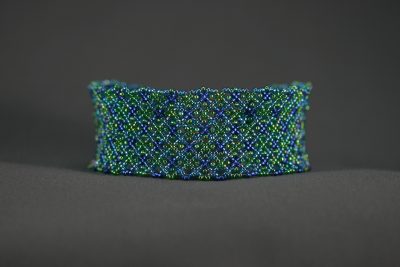 Blue-Green Netted Cuff Bracelet