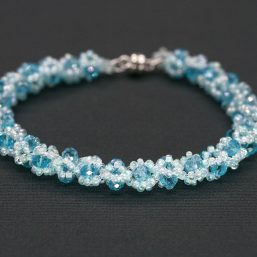 “Jenny” AB Light Blue Crystal and Bead Bracelet