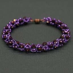 “Jenny” AB Purple Crystal and Bead Bracelet