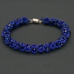 “Jenny” AB Dark Blue Crystal and Bead Bracelet