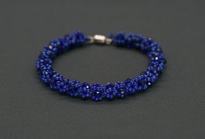 “Jenny” AB Dark Blue Crystal and Bead Bracelet