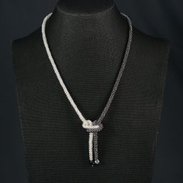 Graphite & Silver Butterfly Knot Necklace