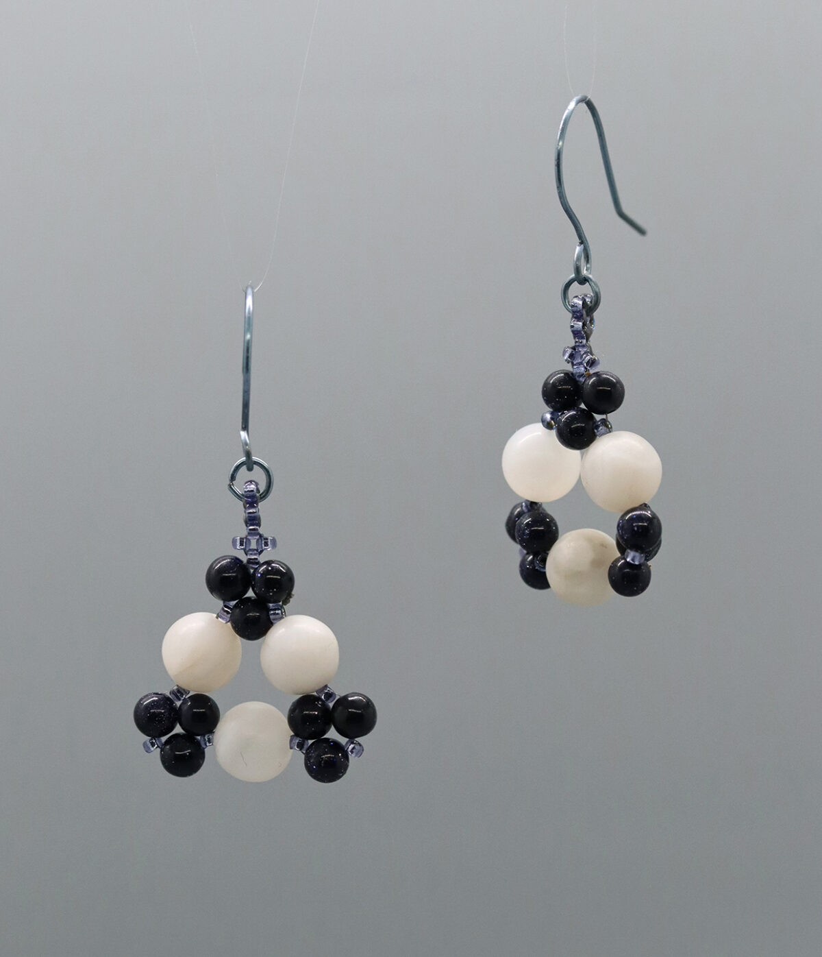 3x3 Lace Agate & Blue Goldstone Earrings