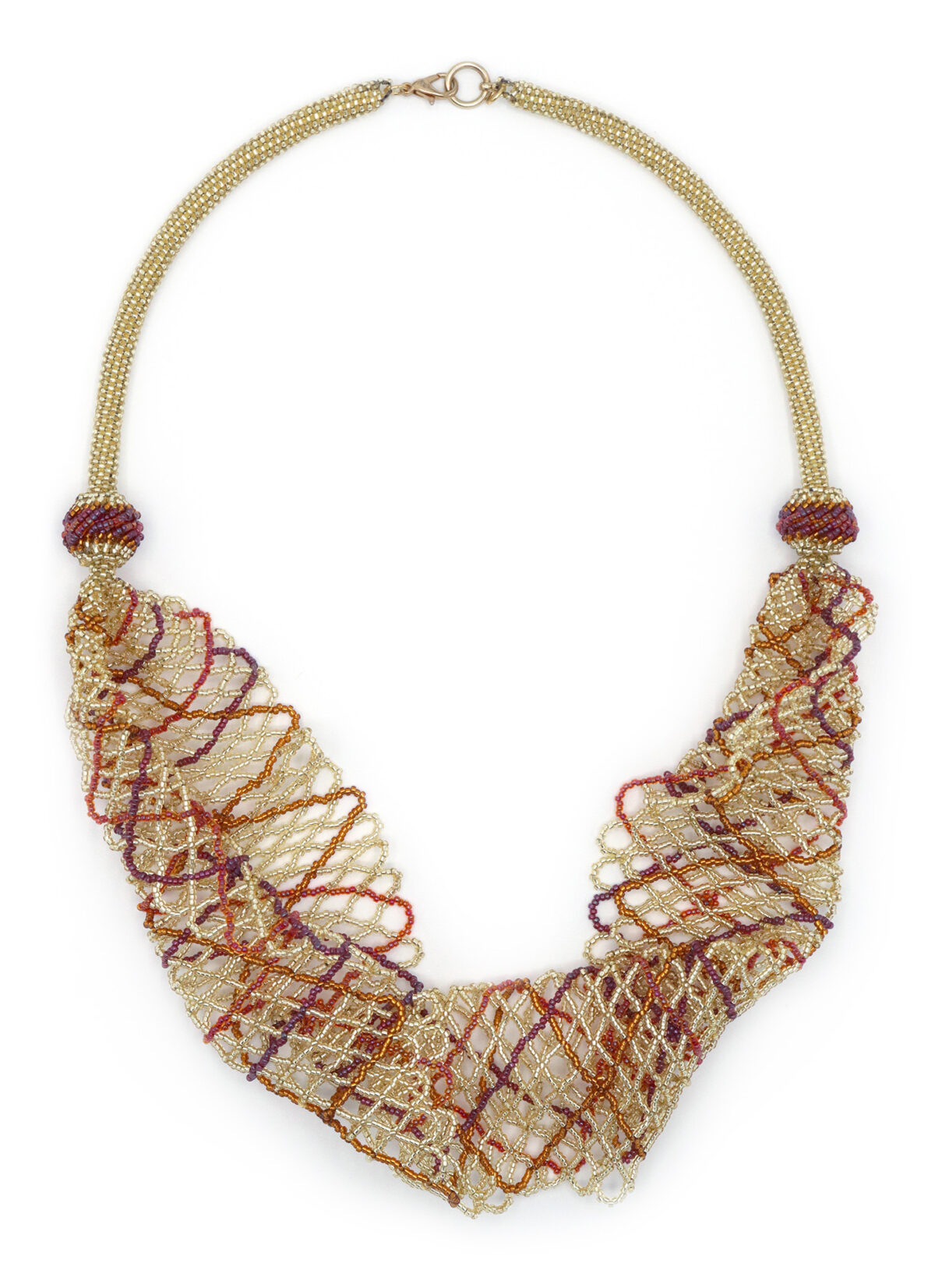 Red Amber Purple Thread Gold Mini Scarf