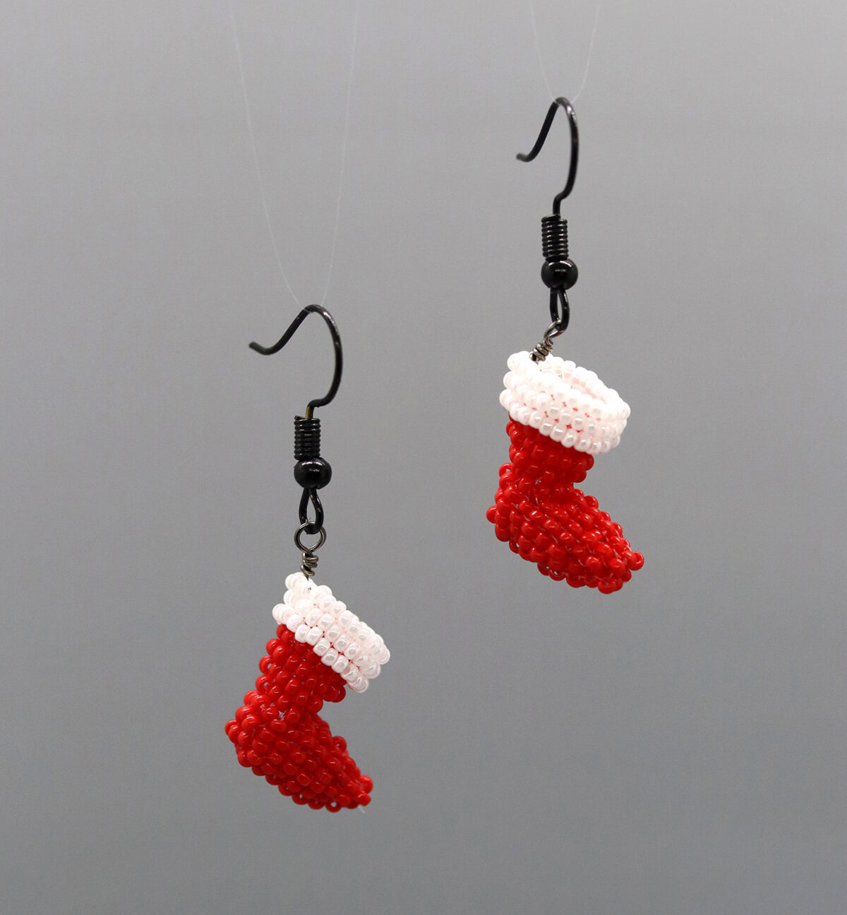 3D Red Stocking Earrings