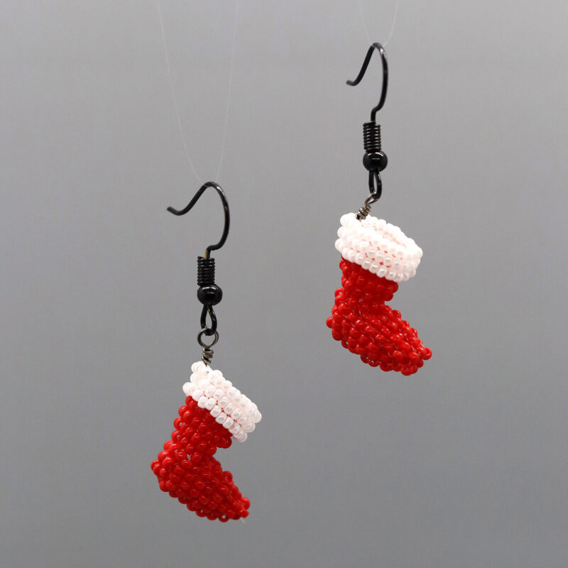 3D Red Stocking Earrings