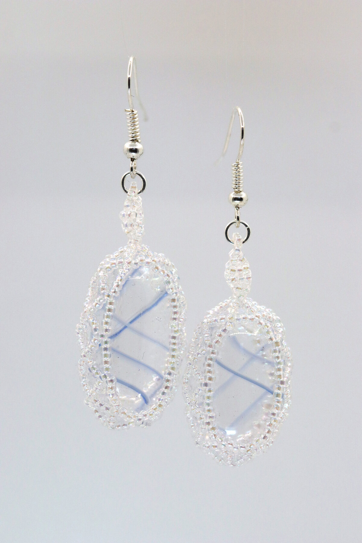 Glass Cab Earrings (Blue/Clear Windows)