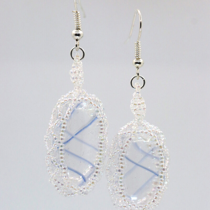 Glass Cab Earrings (Blue/Clear Windows)