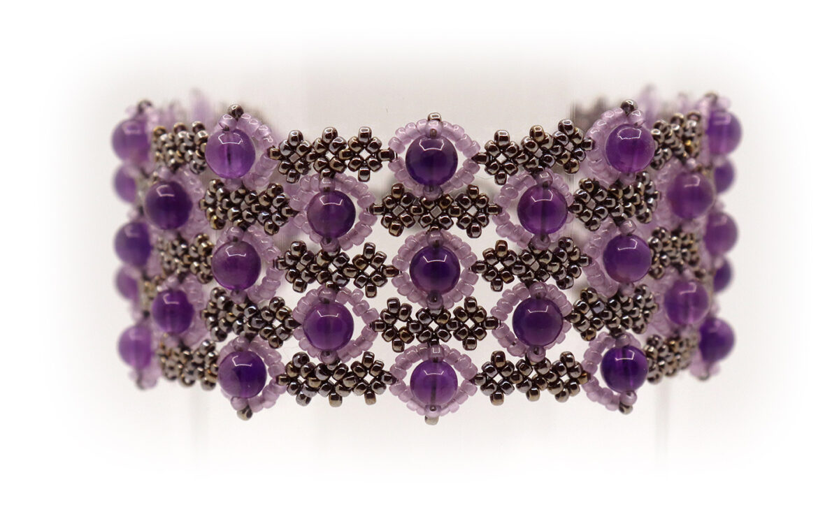 Amethyst Triple Diamond Cuff Bracelet