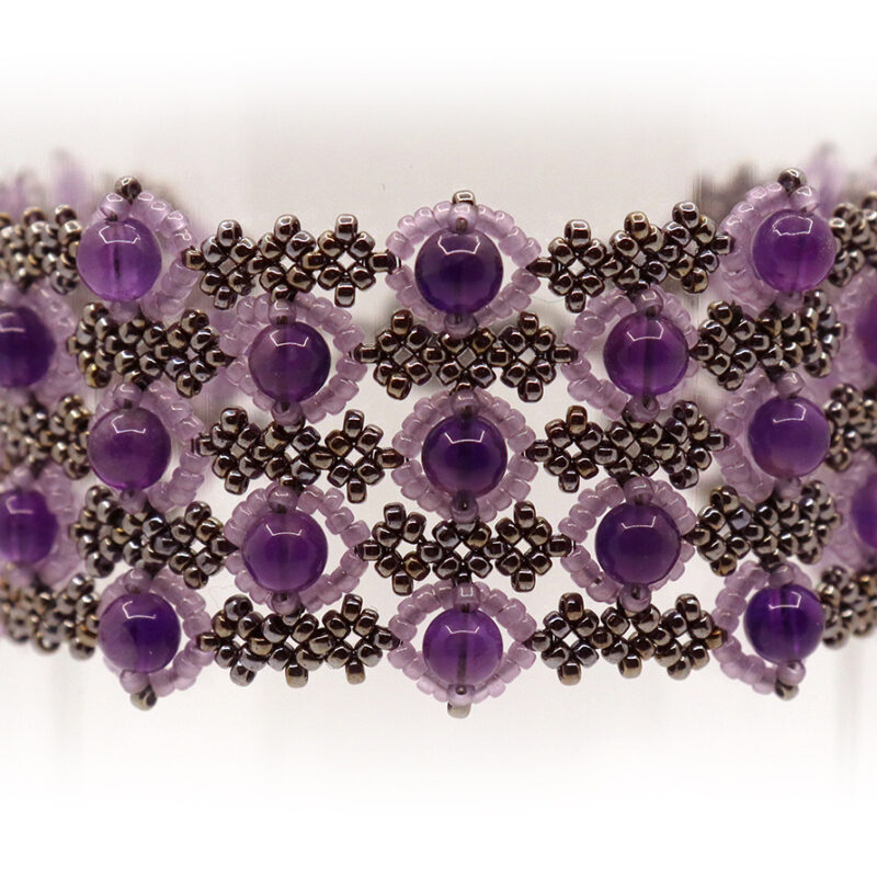 Amethyst Triple Diamond Cuff Bracelet