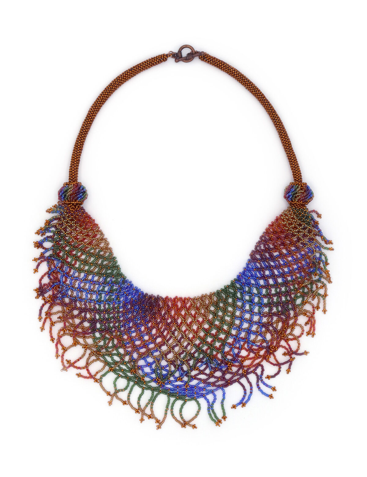Warm Rainbow Fringed Mini Scarf - Image 2