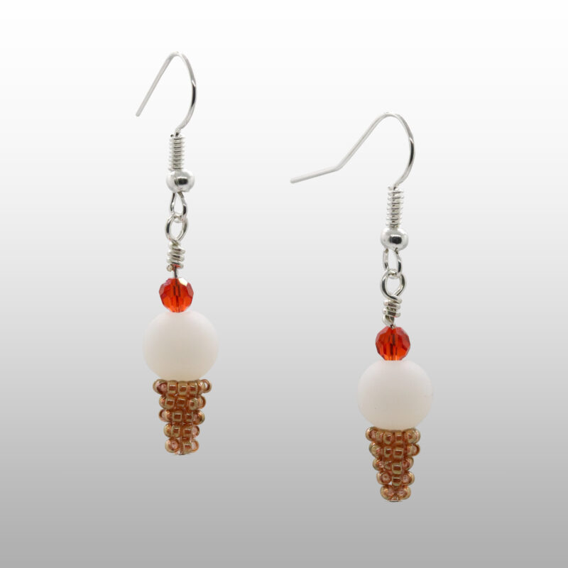 3D Beaded Ice Cream Cone Earrings
