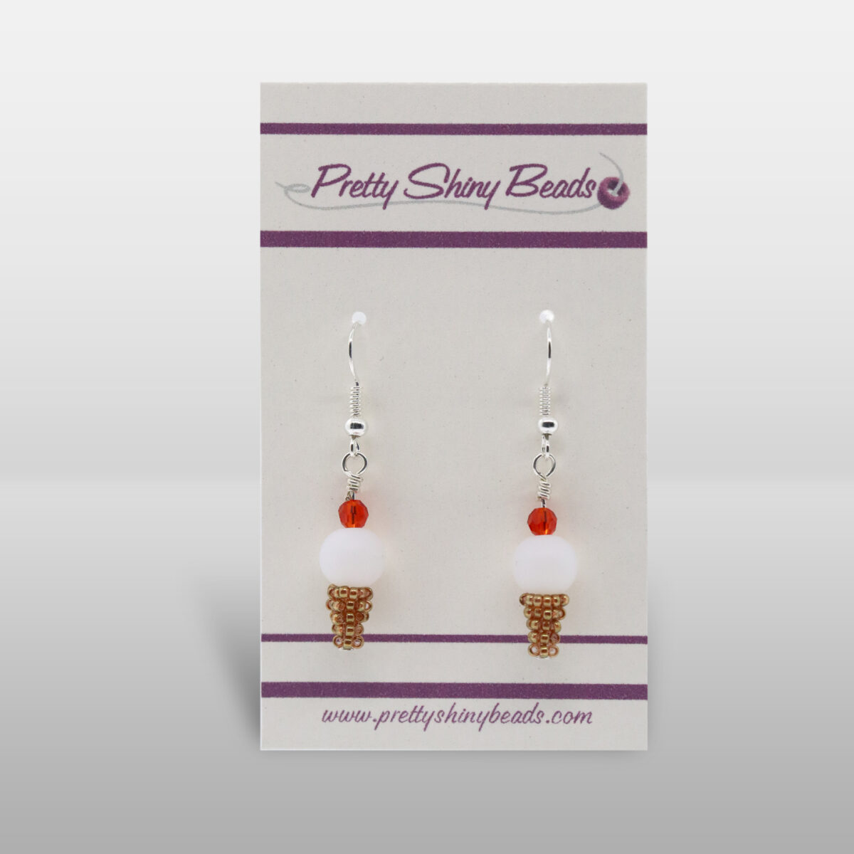 3D Beaded Ice Cream Cone Earrings - Image 3