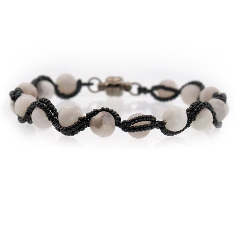 Black & White Lace Agate "Wave" Bracelet
