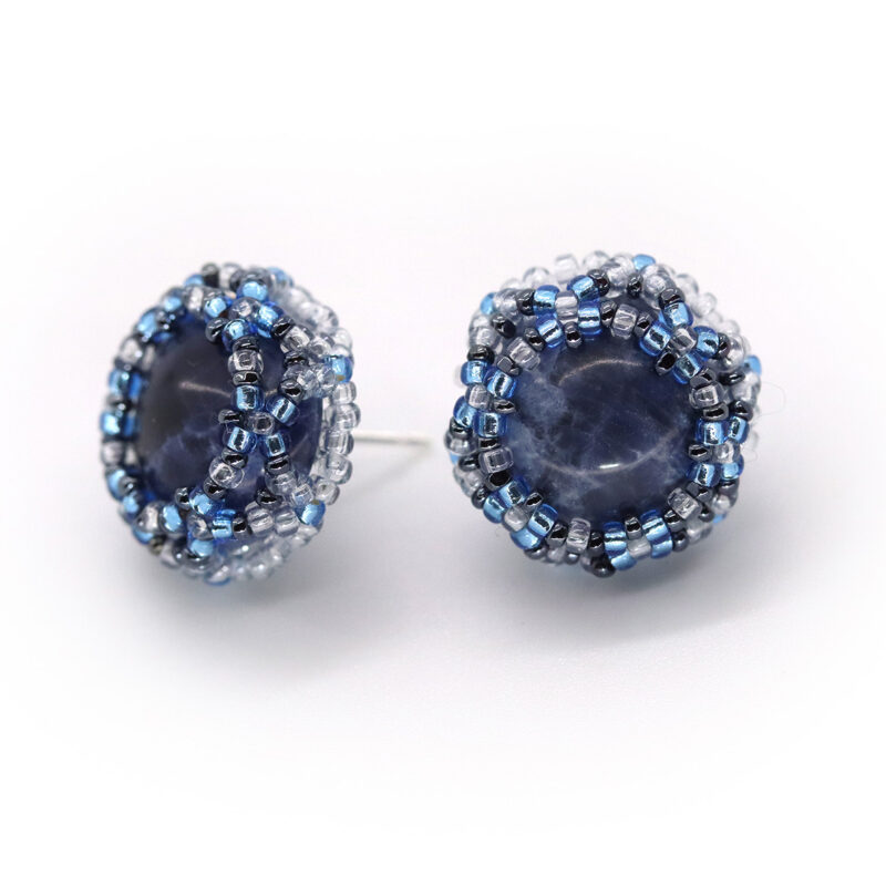 Gray & Blue Sodalite Stud Earrings