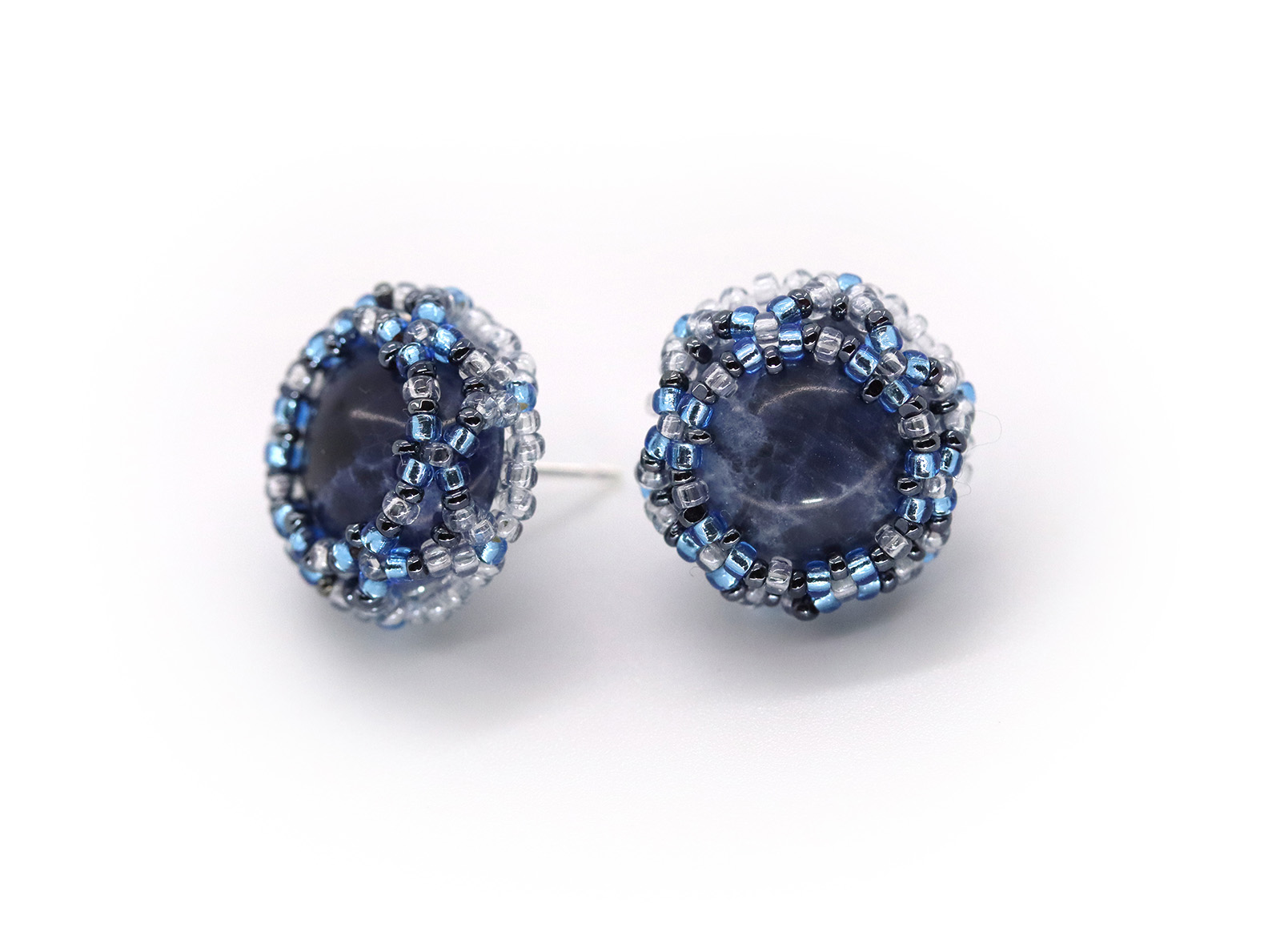 Gray & Blue Sodalite Stud Earrings