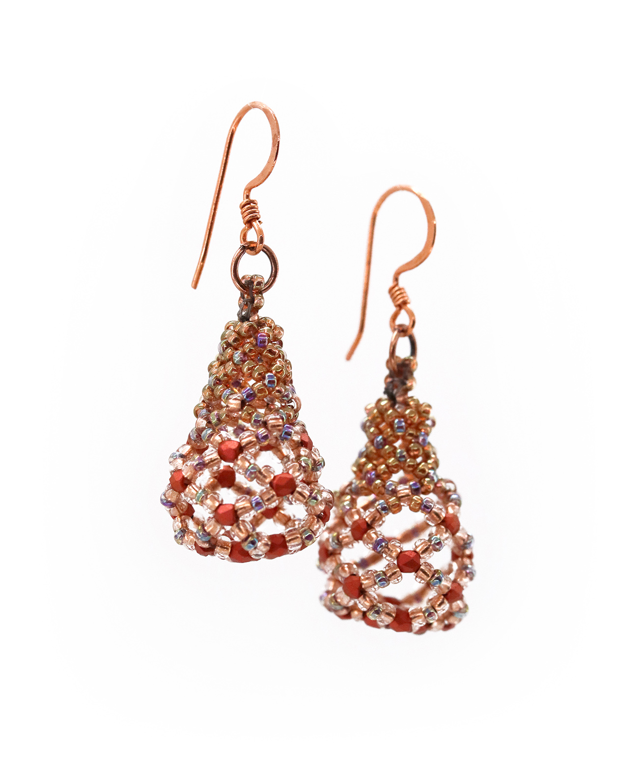 Copper & Red Woven Drop Earrings