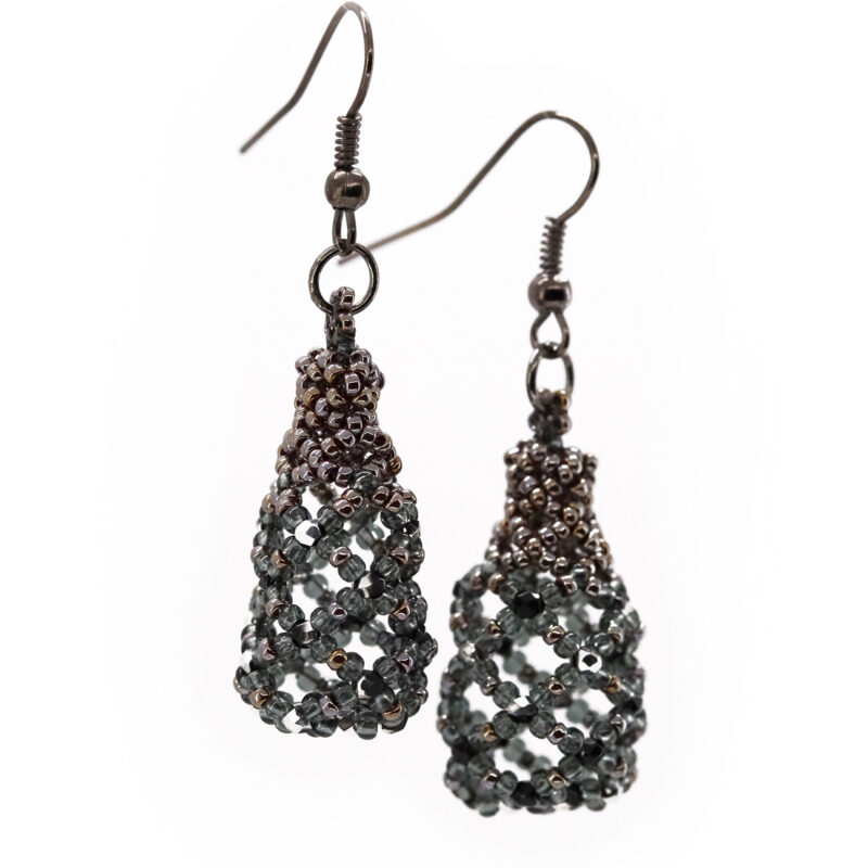 Black & Grey Woven Drop Earrings