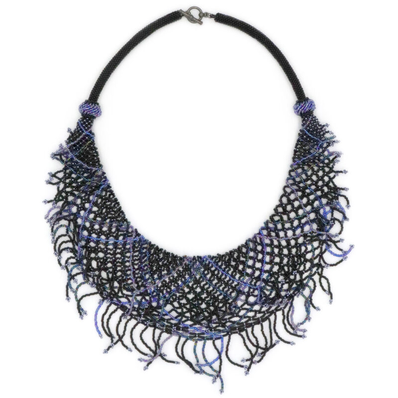 Midnight Blue Threaded Fringe Mini Scarf