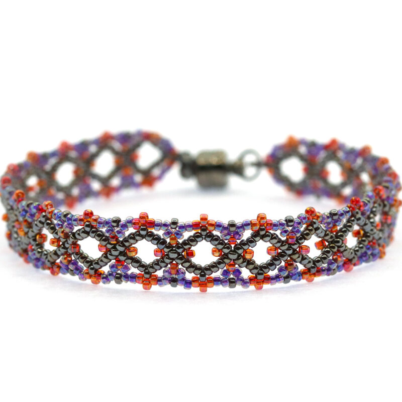 Open Diamond Bracelet - Gunmetal/Purple/Red