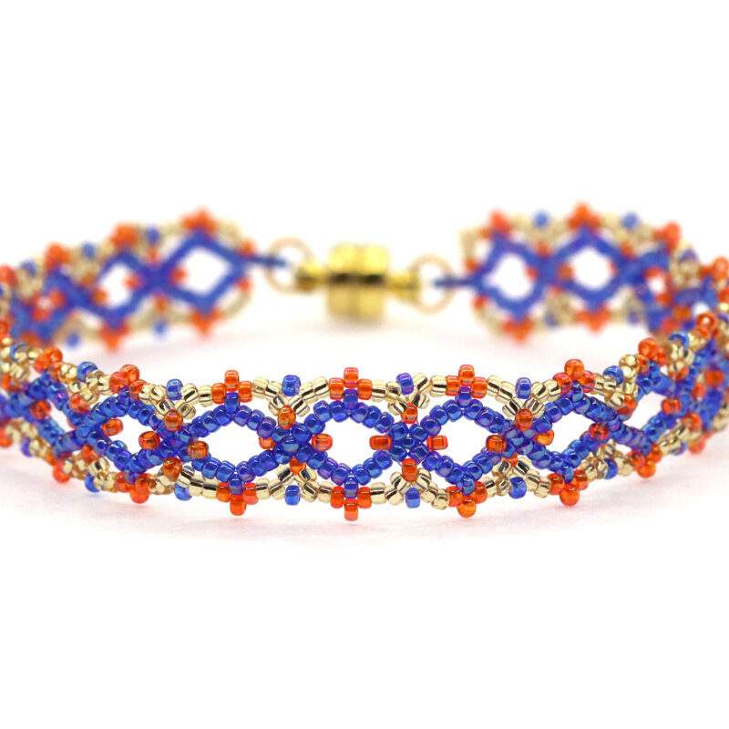 Open Diamond Bracelet - Gold/Blue/Orange
