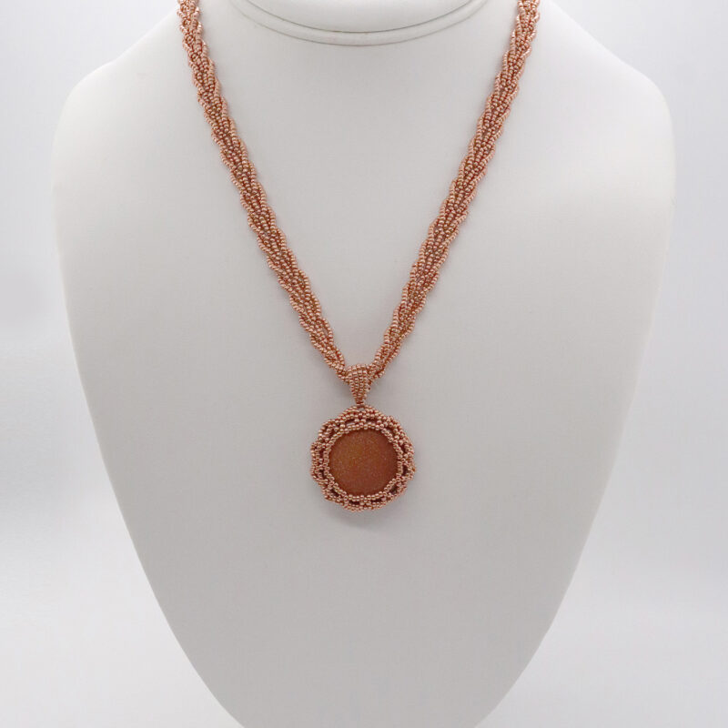 Copper Braided Chain Necklace – Goldstone Cabochon