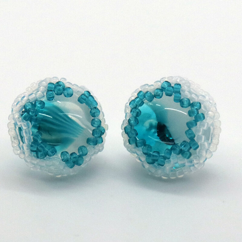 Teal & White Art Glass Earrings