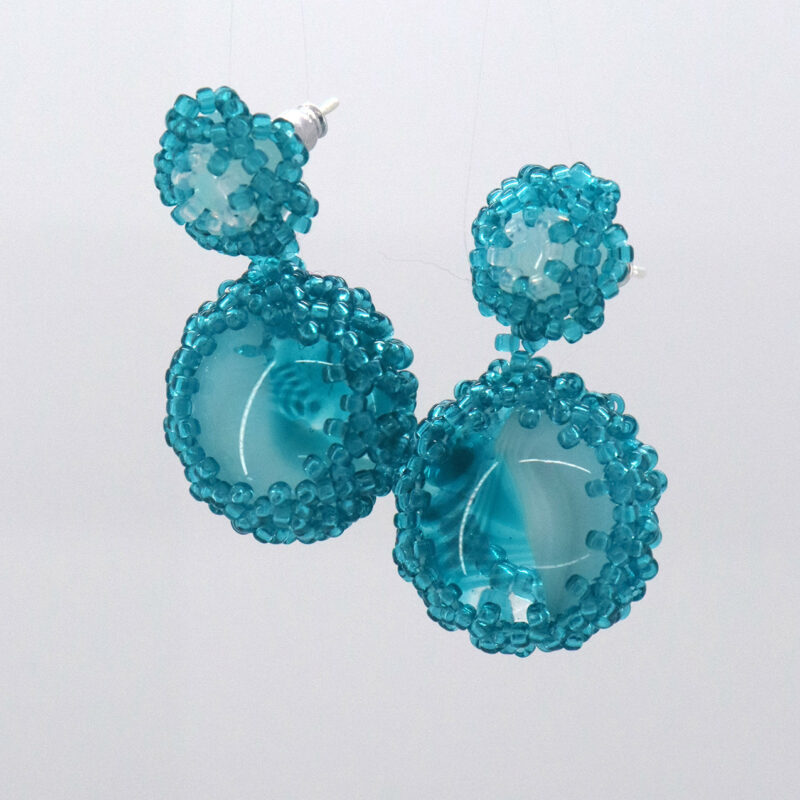 Teal Art Glass Drop Earrings