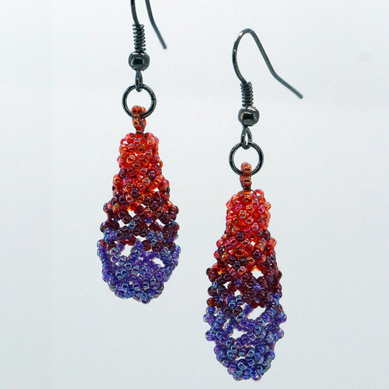 Red to Purple Net Earring Drops