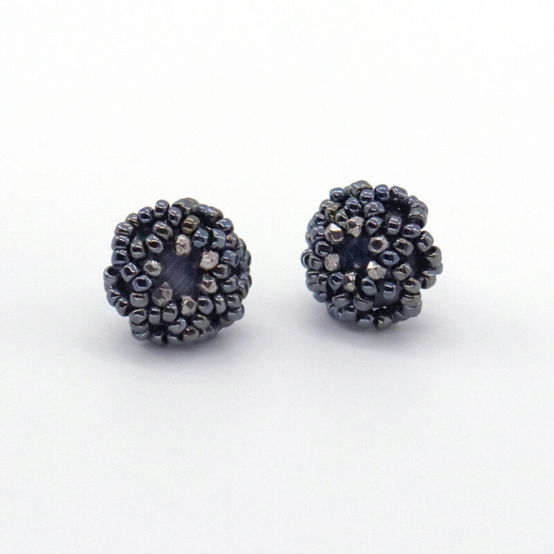 Gray and Steel Cat's Eye Stud Earrings